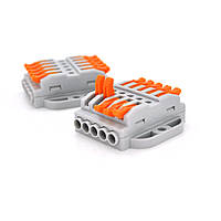 Клемна колодка з натискними затискачами 5-дротова WAGO K223-5P для розподільних коробок, 5-pin, сіра