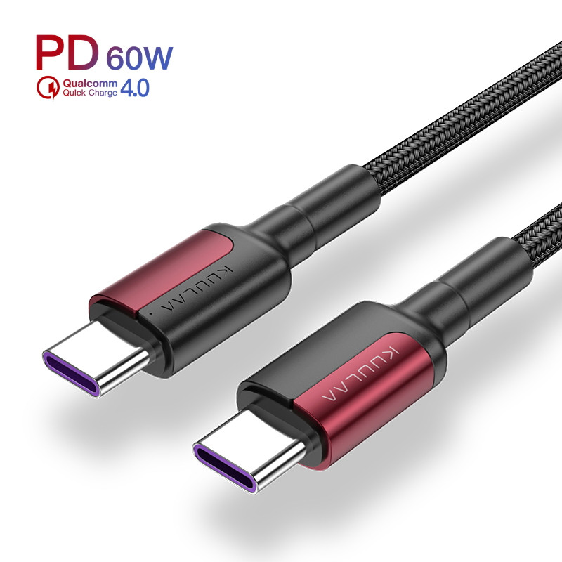 Дата кабель USB Type-C на Type-C (1m) PD Flash 60 Вт і QC 3.0 дріт для швидкого заряджання KUULAA (KL-X06) Red