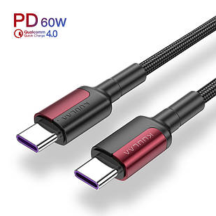 Дата кабель USB Type-C на Type-C (1m) PD Flash 60 Вт і QC 3.0 дріт для швидкого заряджання KUULAA (KL-X06) Red