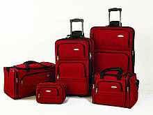 Набір з 5 дорожніх сумок Samsonite на колесах, червоний, міцність 1200D !