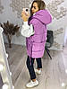 Р. 42-48 Жіночий стильний стьобаний жилет на силіконі 200 з капюшоном фіолетовий 46/48, фото 5