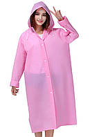 Дождевик женский на кнопках стильный с капюшоном плотный EVA LOSSO, розовый