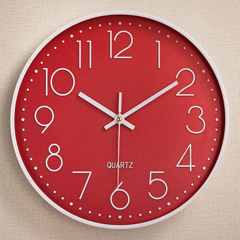Годинник настінний безшумний кварцовий стильний для дому та офісу Losso Premium круглий червоного кольору