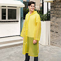 Чоловічий дощовик плащ щільний з кишенями та капюшоном EVA LOSSO, жовтий