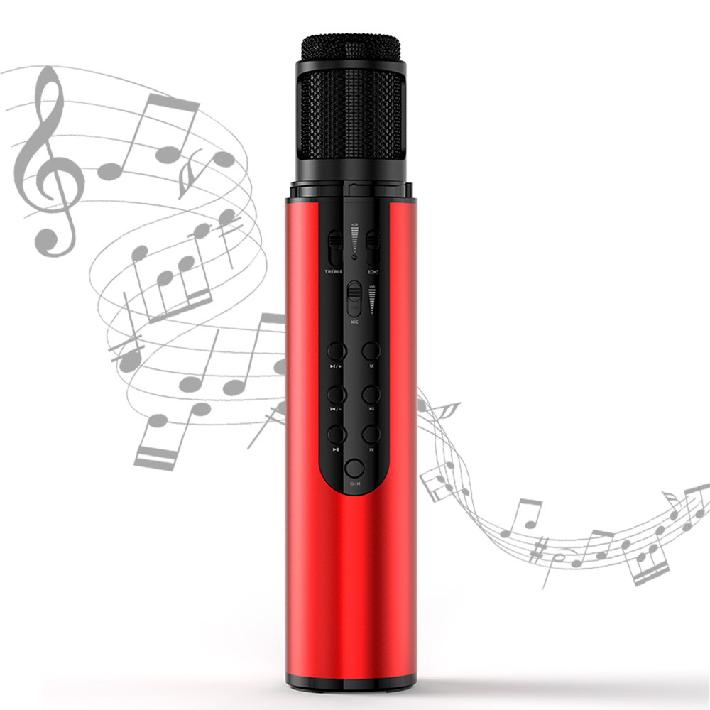 Стерео мікрофон для караоке бездротовий Losso K1 Premium зі звуковою картою портативний червоний
