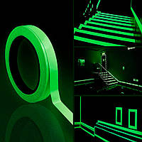 Клейкая люминесцентная лента предупредительная 2см*3м фосфорная зеленая Сигнальный скотч универсальный