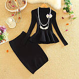 Жіночий гарний костюм-двійка зі спідницею, фото 2