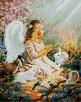 Картина по номерам Babylon Девочка ангелок и лесные зверьки VP385 40 х 50 см