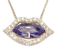 Кулон Xuping Родий с кр-ми Swarovski на цепочке "Губы с цирконием и кристаллом Tanzanite" длина 39,5-44,5см