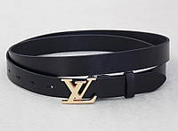 Женский черный кожаный тонкий ремень Louis Vuitton