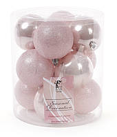 Розовые пластиковые елочные шары, набор 12 шт* 8см