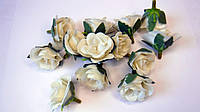 Роза з тканини, молочна, 30 мм