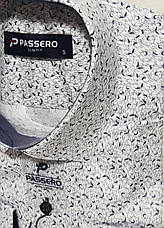 Сорочка чоловіча Passero vd-0037 біла приталені в принт, з довгим рукавом стрейч коттон Туреччина, фото 2