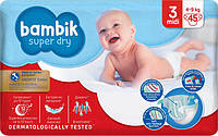 Подгузники детские Bambik Jumbo 3 Midi 4-9 кг 45 шт