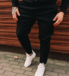 Чоловічі зимові спортивні штани фліс чорні з начосом Туреччина. Живе фото (спортивний теплі штани)