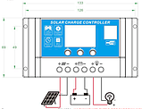 Контролер 20А 12В/24В з дисплеєм + USB гніздо (Модель-DY2024), JUTA, фото 3