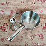 Ковш з нержавіючої сталі 1.5 л Edenberg EB-3033 Ковш нержавейка з кришкою індукційне дно, фото 3