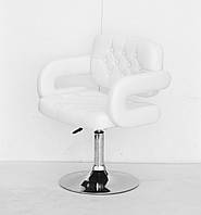 Кресло GOR (Гор) BASE с подлокотниками на блине хромированный блин, экокожа белая
