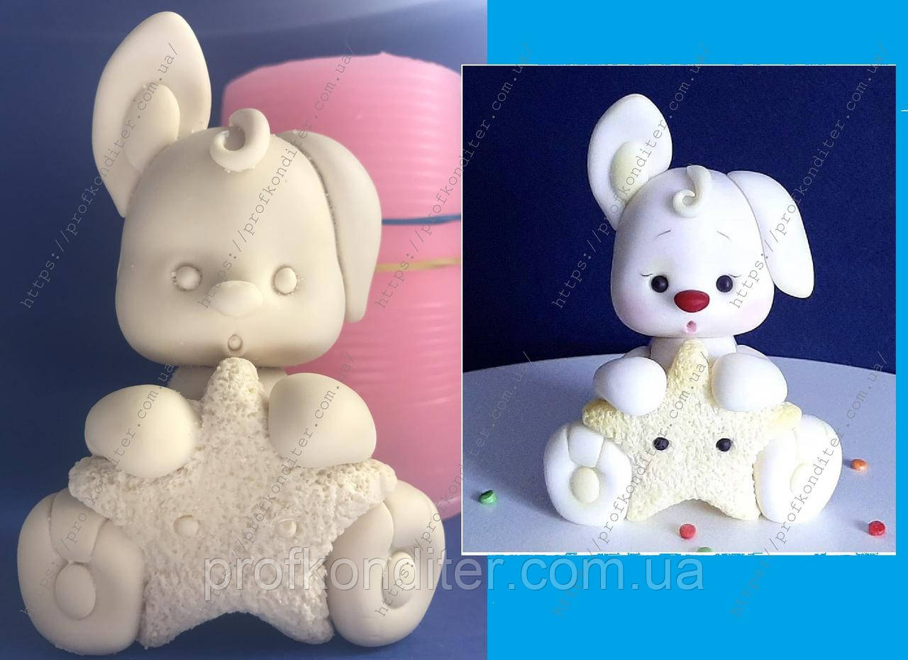 ЕКСКЛЮЗИВ! Силіконовий Молд для шоколаду і мастики "Зайка з зірочкою", фото 1