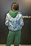 Куртка жіноча демісезонна двостороння, м'ятна в квіти, фото 6