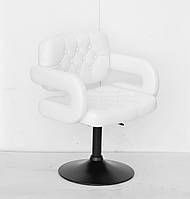 Кресло GOR (Гор) BASE с подлокотниками на блине черный блин, экокожа белая