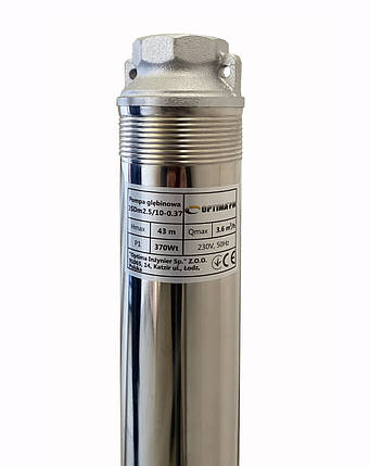 Насос свердловинний з підвищеною вуст-ма до піску Optima PM 3SDm25/10 037 кВт 46м + кабель 1.5 м, фото 2