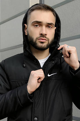Парку Nike чорна зимова + штани спортивні найк + Барсетка і рукавички в Подарунок. Комплект чоловічий, фото 3