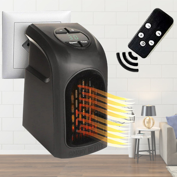 Портативний міні обігрівач 400Вт Handy Heater Чорний + пульт, фото 1