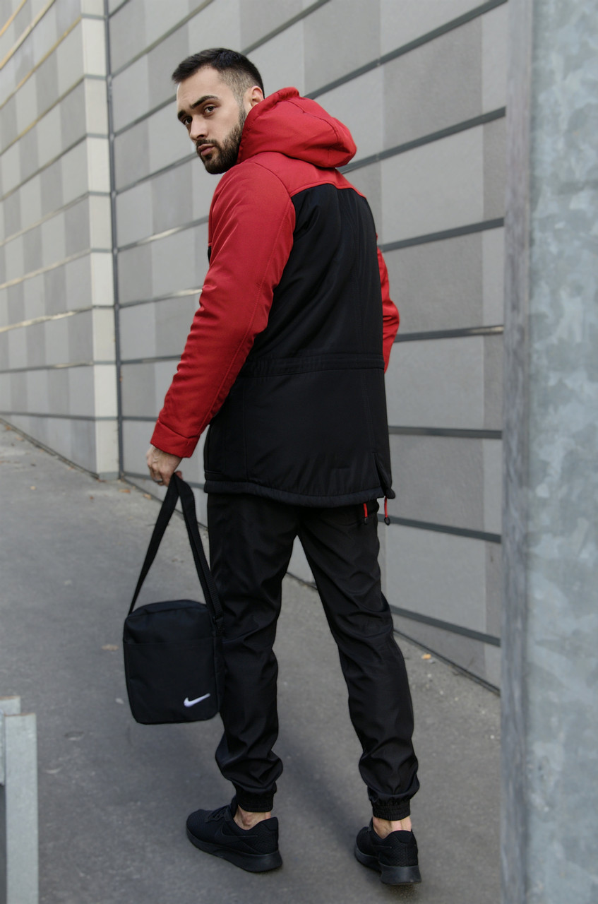 Зимова чоловіча парка Найк + теплі штани. Барсетка Nike и перчатки в Подарок. Комплект - фото 2 - id-p933897545