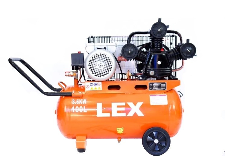 Компрессор поршневой ременая передача LEX LXAC365-100 : 100 литров - 3.3 кВт | 760 л/мин - фото 1 - id-p1283676702