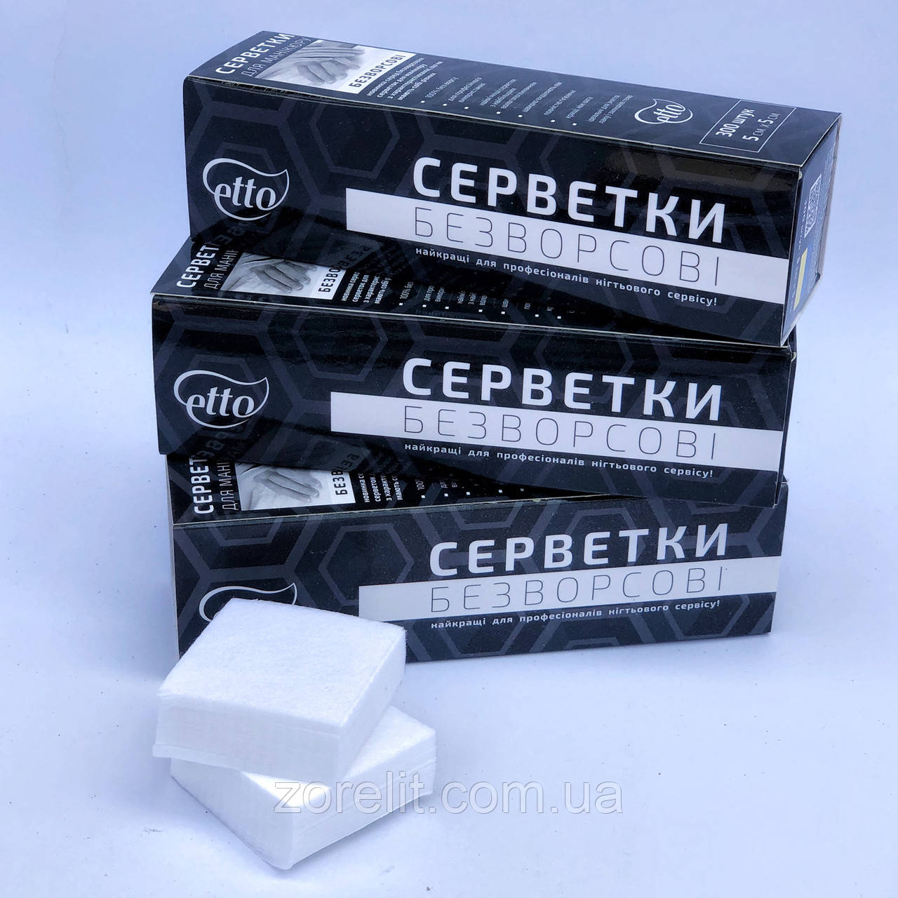 Тканинні безворсові серветки Etto 300шт/уп. Розмір 5х5см