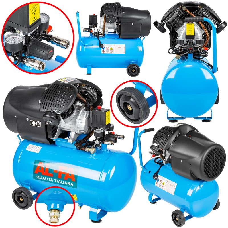 Компресор AL-FA ALC-50V : 3.2 кВт - 50 л | 2-поршневий