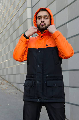 Комплект: Зимова чоловіча парку Найк +теплі штани. Барсетка Nike і рукавички в Подарунок., фото 3