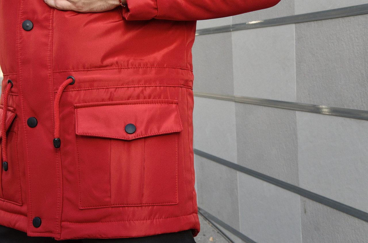 Зимняя мужская парка Найк красная +теплые штаны. Барсетка Nike и перчатки в Подарок. Комплект - фото 10 - id-p933897547