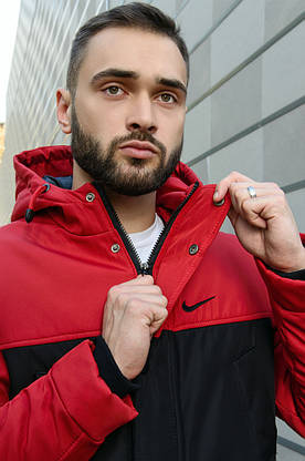 Парку Nike червона чорна зимова + штани найк+ Барсетка і рукавички в Подарунок.Комплект чоловічий, фото 2