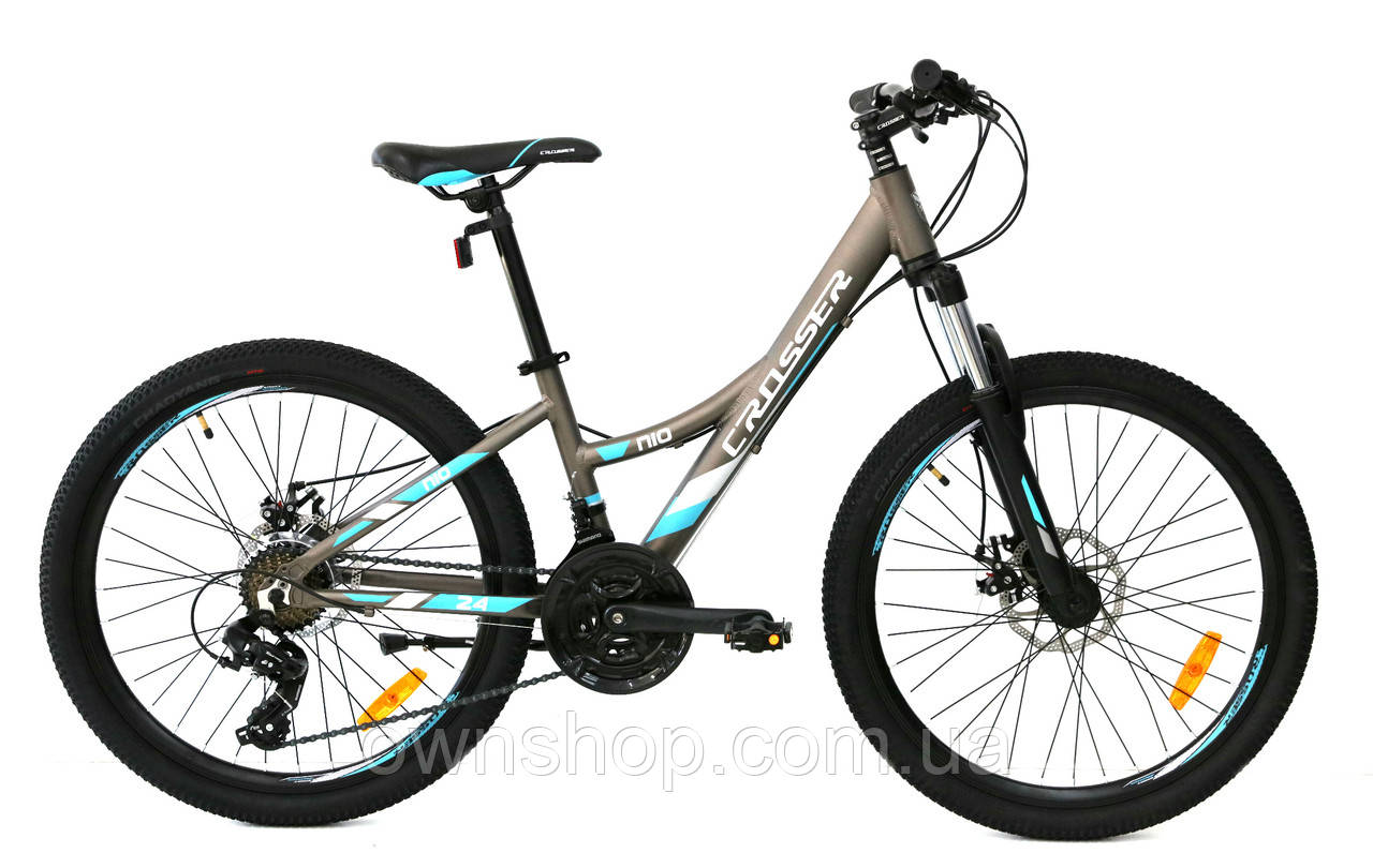 Велосипед гірський алюмінієвий Crosser Nio Stels 24" рама 13", сіро-синій