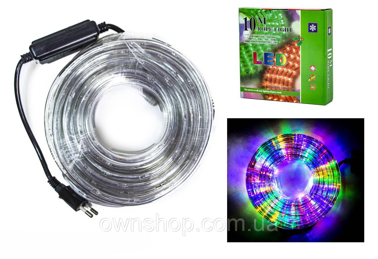 Гірлянда-стрічка світлодіодна вулична, 10 м, дюралайт, світлодіодний шланг, що світиться, мультиколор, фото 1