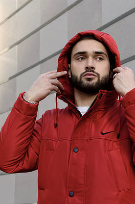 Комплект: Зимова чоловіча парку Найк +теплі штани. Барсетка Nike і рукавички в Подарунок., фото 2
