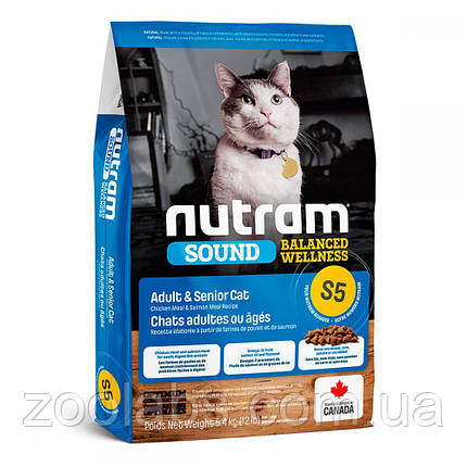 Корм Nutram для дорослих і літніх кішок | Nutram S5 Sound Balanced Wellness Natural Adult & Senior Cat 340 гр, фото 1