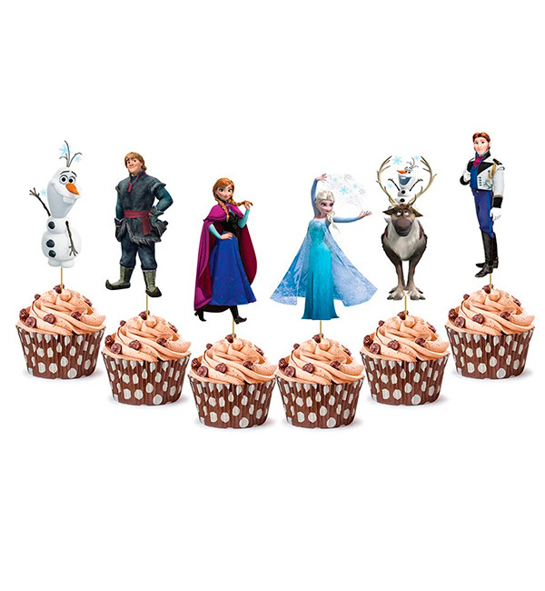 Топпери на капкейки "Холодне серце" висота - 11 см., набір - 6 шт.