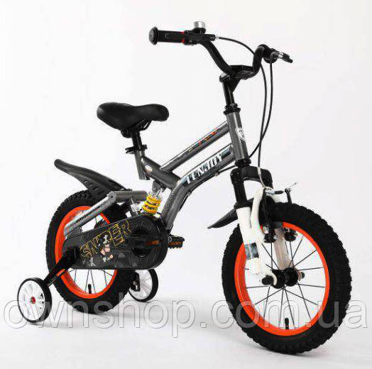 Дитячий двопідвісний велосипед SIGMA SNIPER, сірий 14"