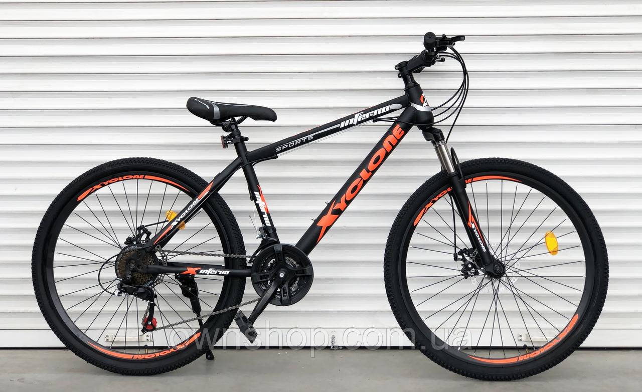 Велосипед гірський TopRider-801, колеса 26", рама 17", 21 швидкість Жовтогарячий
