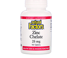 Цинк для імунітету Natural Factors, Zinc Chelate 25 mg 90 Tablets