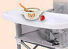 Складаний тканинний стіл для годування baby seat СІРИЙ | Стільчик для годування | Дитячий столик для їжі, фото 10