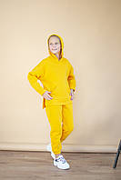 Костюм для дівчинки зимовий утеплений жовтого кольору Спортивний костюм - двійка з капюшоном вік 6-10 років, фото 3