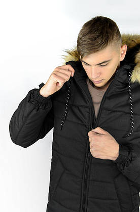 Куртка чоловіча зимова чорна "Аляска" + подарунок Рукавички, фото 3