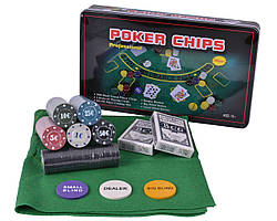 Набір для покеру 300 фішок з номіналом в металевій коробці №300T-X