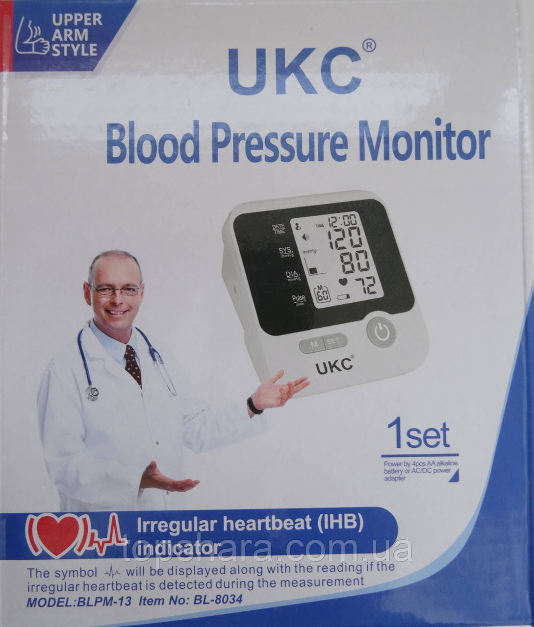 Тонометр для вимірювання тиску на передпліччя UKC BL-8034 (4-АА, micro USB)
