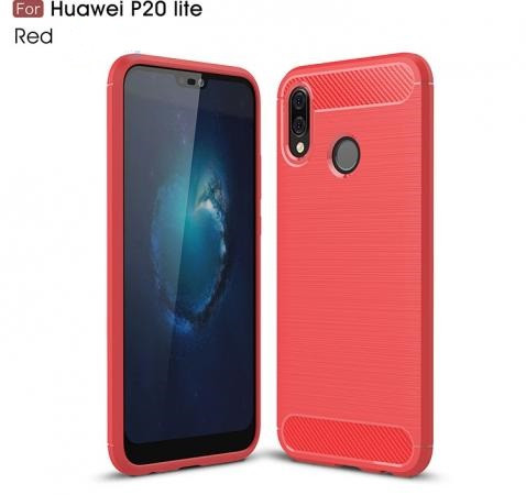 Чохол TPU для Huawei P20 lite / Huawei Nova 3e - Carbon Fiber Case Червоний