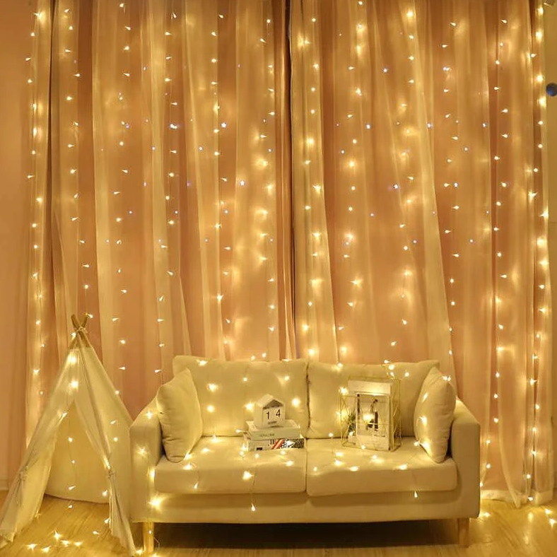 Гірлянда водоспад штора 320LED 3М*2М, Тепло-біла, фото 1